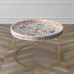 Mesa de centro de madera maciza hecha a mano india, diseño moderno, incrustaciones artísticas de hueso, característica para interiores de decoración del hogar de tendencia lujosa - Product Image 2