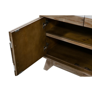 Buffet scandinave en pin massif avec 2 tiroirs, meuble de salle à manger moderne, grain de bois naturel, rangement spacieux - Product Image 4