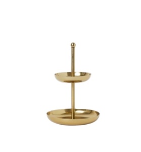 Golden Two Tier Home Decor Cup Cake Metal Stand Table Top Kids Party Used Christmas Cake Stand - Product Image 1