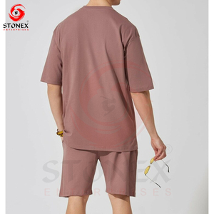 Conjunto de Dos Piezas de Ropa Deportiva para Hombre, Estilo Urbano Otoñal, Personalizado, Transpirable, de Poliéster/Algodón, Camisetas y Pantalones Cortos - Product Image 3