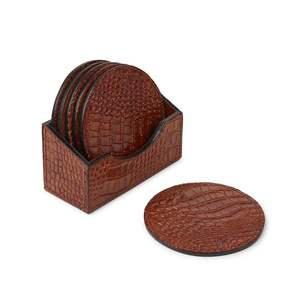Haute qualité cadeau d'affaires avancé sous-verres en cuir véritable ensemble Table basse tapis tasse sous-verres boissons tapis pour café et thé - Product Image 6