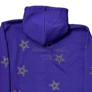 เสื้อฮู้ดผ้าคอตตอนทำจากพลอยเทียมมีฮู้ดคุณภาพสูงฉลากตามสั่ง - Product Image 5