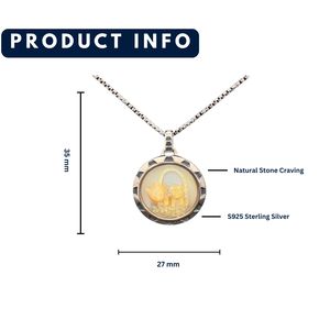 Pendentif chaton en argent sterling 925 avec nacre jaune, breloque ronde fine, décontracté/sportif pour homme |   OEM - Product Image 2