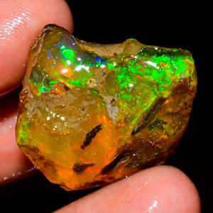 พลอยโอปอลเอธิโอเปียอัญมณีหยาบ, โอปอลเอธิโอเปีย, พลอยหลวม, โอปอลไฟหลายไฟ, พลอยโอปอลธรรมชาติ, 38.5 cts. R-88 - Product Image 4
