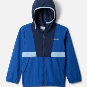Veste à blocs de couleur avec poches avant, manches longues pour garçons, avec logo personnalisé et capuche confortable, vêtements tendance 2026 - Product Image 1