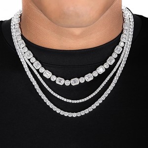 Chaîne cubaine en or blanc 14 carats au design personnalisé pour hommes Lien en diamant taillé en brillant certifié GRA avec cadeau de collier en forme de hanche émeraude - Product Image 2