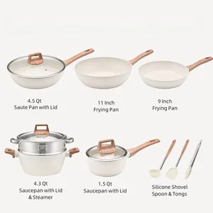 Healthy Aluminum Pots And Pans 12 Sets Non-toxic Kitchen Cooking Set With Stay-Cool Handles Cookware Set