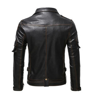 Veste en cuir en gros 100% cuir véritable Veste homme Nouvelle veste en cuir de motard décontractée et élégante pour homme - Product Image 2