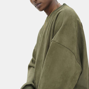 100% coton uni épais de haute qualité polaire surdimensionné col rond sweat personnalisé hommes Vintage lavage à l'acide sweat lourd - Product Image 3