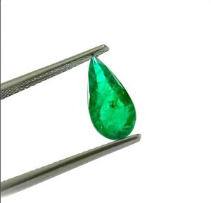 AAA Great Gems Esmeralda Zambiana Natural Sin Tratar, Corte Pera, Gema Verde de 1.40ct, Certificada por Terceros para Joyería - Product Image 1