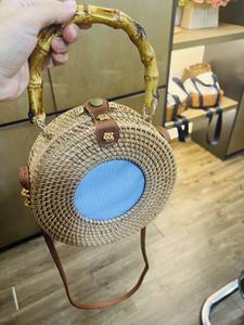 Precio al por mayor mejor calidad con bolsa de ratán con bolsas de diseñador de tela de algodón con asa de bambú del mejor proveedor - Product Image 5