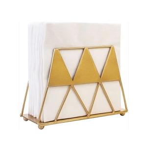 Soporte de pañuelos de metal de acero inoxidable elegante hecho a mano forma triangular de mesa de restaurante con logotipo personalizado - Product Image 5