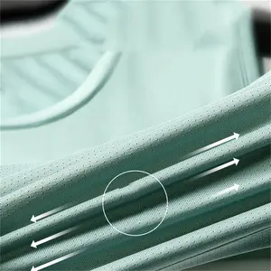 Camiseta sin mangas informal de ajuste cómodo para hombre con Chaleco de punto transpirable sólido de cuello redondo talla grande teñido liso - Product Image 6