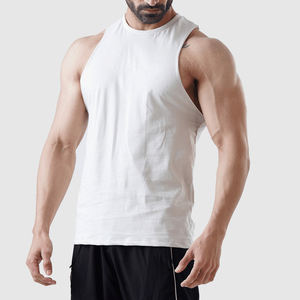 Camisetas sin mangas de entrenamiento de verano para hombre, técnica de secado rápido de algodón liso, colores personalizados, sisas caídas - Product Image 5