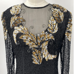 Elegante vestido de noche de tul antiestático con cuello redondo y mangas completas Lentejuelas de lujo para fiestas de graduación Noche formal de lujo - Product Image 5