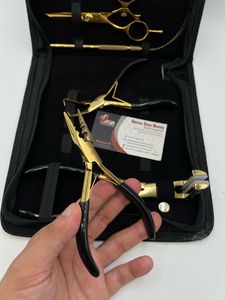 Black Gold Hair Extension Tools <b>Kit</b> Set Including Micro Link <b>Beads</b> & Tape Pliers Clips Scissors Loop Extension Removal Pliers - Product Image 3