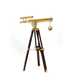 Telescopio de latón en marrón con trípode para laboratorios de ciencia náutica, juguete educativo con trípode, precio al por mayor - Product Image 3