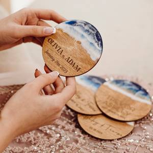 ชุดถาดรองแก้วเรซิ่นอีพ็อกซี่ที่เป็นเอกลักษณ์สไตล์ศิลปะสมัยใหม่พร้อมการเคลือบที่ทนทานเหมาะสำหรับการตกแต่งภายในจานรองแก้วหิน - Product Image 2