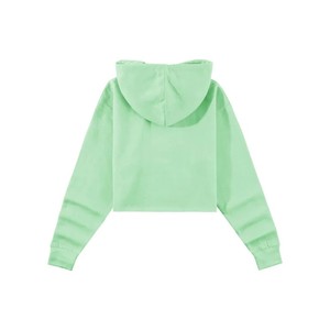 Respirant personnalisé femmes haut court sweats à capuche pull femmes couleur unie à manches longues haut court à capuche - Product Image 1