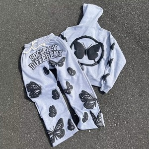 Ropa de calle personalizada French Terry Heavyweight Boxy recortada lavado ácido apliques desgastados parche bordado Sudadera con capucha hombres - Product Image 1