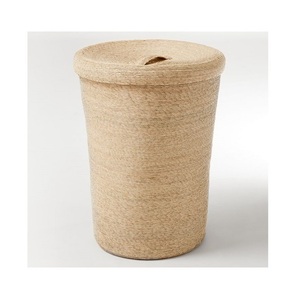 Jute <b>Rattan</b> <b>Storage</b> Basket With Lid Set Of Two Different Size Clothes <b>Storage</b> Basket For Home Hotel Decor - Product Image 3