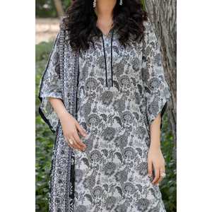 Traje de Muselina Estampada de 3 Piezas Sin Coser SD-42084, Transpirable, con Cierre Decorativo, Tallas Grandes, Moderno, para Fiestas y Eventos, XS-6XL - Product Image 4