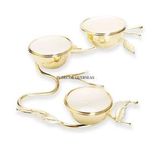 Nouvellement Arrivée Premium Qualité Métal Fait Blanc Et Or Couleur Fantaisie Unique Designer 2 Compartiment Servant Et Bol Décoratif - Product Image 6