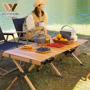 Table pliante en bois massif pour pique-nique et barbecue en plein air