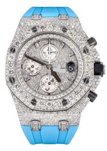 Reloj de Pulsera de Lujo para Hombre, con Diamantes de Moissanita, Correa de Acero Inoxidable Aqua, Cristal Azul de Alta Calidad Personalizable, con Fecha - Product Image 2