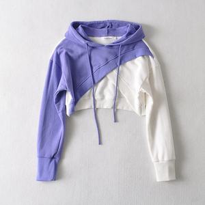 OEM personnalisé meilleure vente femmes crop top sweat à capuche qualité professionnelle 100% polyester coton fait crop top sweats à capuche pour femmes - Product Image 2