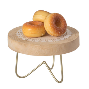 Plateau en bois vintage de différentes tailles avec support en fer Plateau de forme ronde de qualité de luxe pour la cuisine domestique à un prix abordable - Product Image 2