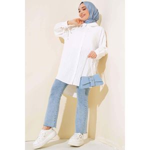 Blusa y camisa elegante de encaje con puños crudos para mujer - Product Image 2