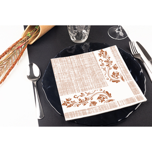 Serviettes en tissu imprimées Venecia en terre cuite 40x40cm Bambulux Eco 480 pièces B2B - Product Image 1