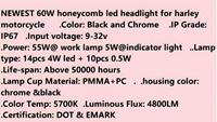 Nuevo Faro LED para Motocicleta de 60W 32V 5.75 Pulgadas 6500K 4800 Lúmenes Diseño de Panal EMARK DOT