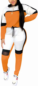 Conjuntos de ropa de algodón para mujer, nuevo traje de jogging con logotipo personalizado, conjunto de dos piezas, Sudadera con capucha y pantalones con media cremallera de invierno, chándales para mujer - Product Image 2