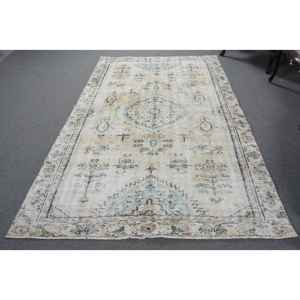 Alfombra vintage, alfombra grande de 5.3x8.3 pies, alfombra turca de lana con lunares blancos - Product Image 1