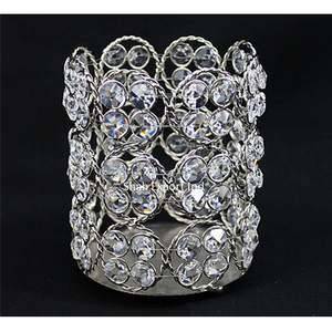 Round Shape Silver Crystal Beaded Metal <b>Tealight</b> Votive for Home and Christmas Lights Decoration <b>Candle</b> Votive - Product Image 3