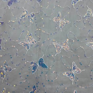 Tela de encaje de lentejuelas de <span class=keywords><strong>tul</strong></span> mariposa al por mayor tela de malla base negra tela <span class=keywords><strong>transparente</strong></span> para falda de niñas vestido de novia - Product Image 2