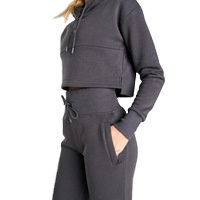 Survêtement pull femme de haute qualité 100% coton polaire OEM Logo personnalisé femme vêtements d'entraînement survêtement ensembles survêtement - Product Image 4