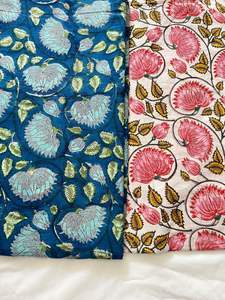 Hecho a mano Jaipuri estampado flor bloque estampado Mujer fiesta desgaste Swing vestido tela étnica artesanía acolchado tela de algodón - Product Image 2