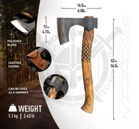 Hache viking de qualité industrielle en gros avec manche en bois de rose et tête en acier à haute teneur en carbone, logo personnalisé, taille personnalisable, 18 pouces de haut