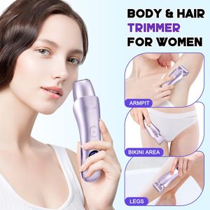 Rasoir et épilateur électrique 3-en-1 pour femme, tondeuse bikini, étanche IPX7, chargement USB avec écran LED, double lame - Product Image 6