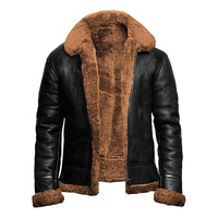 Usine en gros hommes RAF Bomber chaud épais en peau de mouton fourrure d'agneau longue peau de mouton en cuir véritable vestes hiver mode