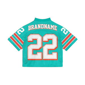 เสื้อยืดพิมพ์ลายเสื้อทีมฟุตบอลอเมริกันตาข่ายโพลีเอสเตอร์ออกแบบได้เองเสื้อครอปคอวีทรงโอเวอร์ไซส์ระบายอากาศได้อย่างรวดเร็ว - Product Image 2