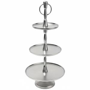 Support à gâteau à 3 niveaux en métal blanc Royals CS033, plateau de service à étages argenté, présentoir à cupcakes et desserts, plateau à pâtisserie, écologique - Product Image 1