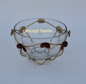 Bol à fruits jetable décoratif tendance, motifs de feuilles métalliques, support unique en acier inoxydable, écologique, sans BPA, pour servir des fruits - Product Image 5