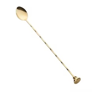 Gold Plated Food Safe Long Twisted Metal Bar Cocktail Stirrer Spoon for Ice Cubes <b>Wine</b> Mixing and Party Use Wholesale - Product Image 1