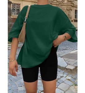 เสื้อยืดผู้หญิงคอปกไหล่เฉียง แขนสั้น ผ้าฝ้ายแท้ 100% ทรงหลวม สไตล์ลำลอง ระบายอากาศดี ผลิตในบังกลาเทศ สินค้ามาใหม่ - Product Image 5