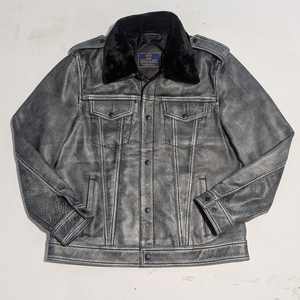 Veste bomber en denim pour homme, personnalisée, en cuir synthétique, imperméable, respirante, écologique, unie, vintage, délavée - Product Image 2