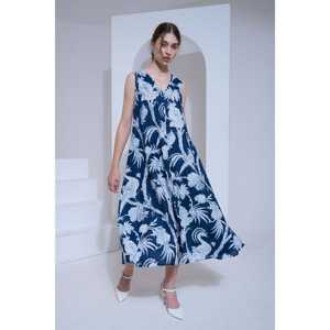 Robe de soirée bleue évasée Peacock Garden, col carré, taille empire, tissu respirant de haute qualité, tailles XS-XXL, idéale pour les occasions printanières - Product Image 5